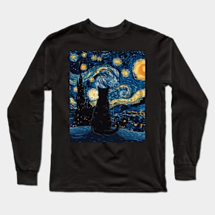 Cat Starry Night Starlit Naps Long Sleeve T-Shirt